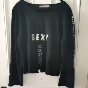 Simon Chang streetwear,Sexy rocker chic punk grunge bell sleeve tee. Size 2X.